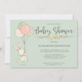 Cute  Bunny Floral Baby shower Kaart (Voorkant)