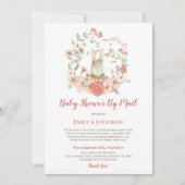  Cute Bunny Floral Baby shower per post Kaart (Voorkant)