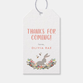 Cute Bunny Floral Birthday Dank je wel Cadeaulabel