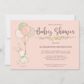 Cute  Bunny Floral Girl Baby shower Kaart (Voorkant)