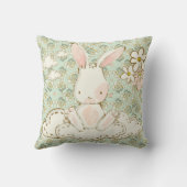 Cute Bunny Floral Green Boy Girl Sweet Nursery Kussen (Achterkant)
