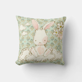 Cute Bunny Floral Green Boy Girl Sweet Nursery Kussen
