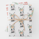 Cute Bunny Floral Inpakpapier Vel (In situ)