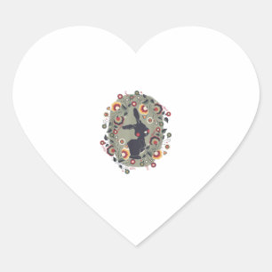 Cute Bunny Floral Ornament Animal Pet Rabbit Easte Hart Sticker