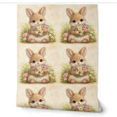 Cute Bunny Floral Pattern Wallpaper Behang (Afrollen)