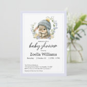 Cute Bunny Floral Spring Baby Shower Invitation (Staand voorkant)