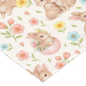Cute Bunny Floral Spring Pattern Korte Tafelloper (Hoek)