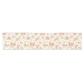 Cute Bunny Floral Spring Pattern Korte Tafelloper (Horizontaal)