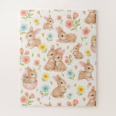 Cute Bunny Floral Spring Pattern Legpuzzel (Verticaal)