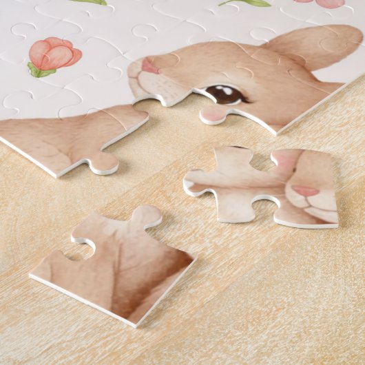 Cute Bunny Floral Spring Pattern Legpuzzel (Zijkant)