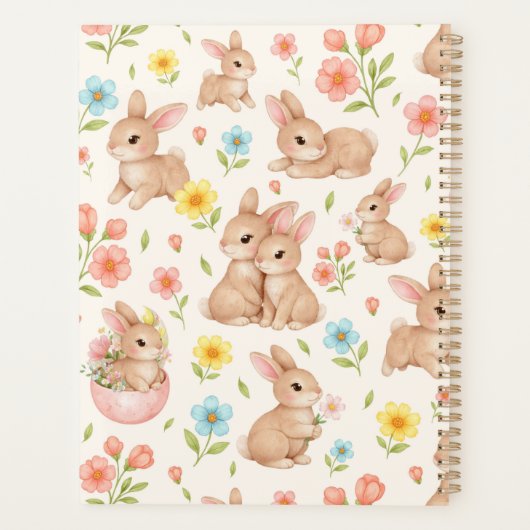 Cute Bunny Floral Spring Pattern Planner (Achterkant)