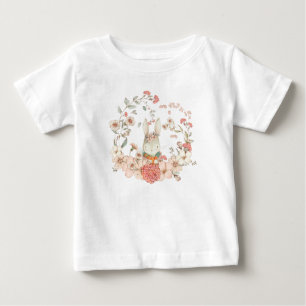 Cute Bunny  Florals Blush Coral Foliage
