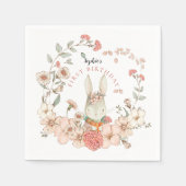  Cute Bunny Florals Girl First Birthday Servet (Voorkant)