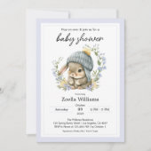 Cute Bunny Flowers Spring Baby Shower Invitation (Voorkant)