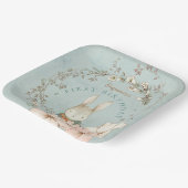  Cute Bunny Foliage Boy 1st Birthday Papieren Bordje (Gebogen)