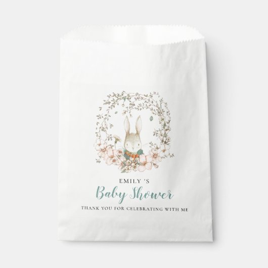 Cute Bunny Foliage Dank je Baby shower Bedankzakje (Voorkant)