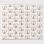 Cute Bunny Foliage Pattern Baby Girl Nursery Cadeaupapier (Vlak)