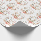 Cute Bunny Foliage Pattern Baby Girl Nursery Cadeaupapier (Hoek)
