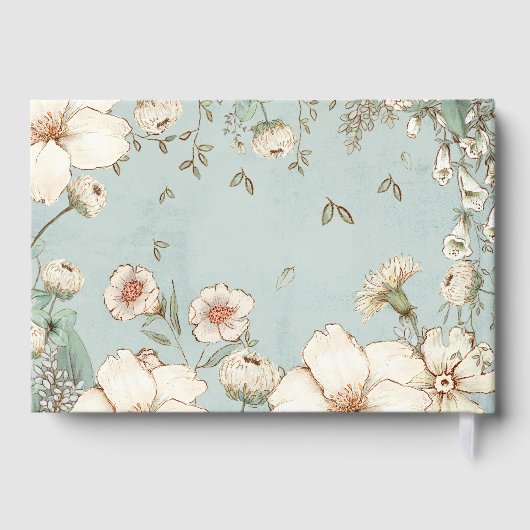 Cute Bunny Foliage Powder Blue Baptisme Gastenboek (Achterkant)