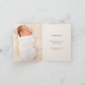  Cute Bunny Foto Florals Girl Cream Birth Aankondiging (Binnen)