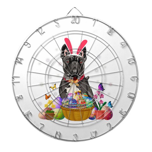Cute Bunny French Bulldog Easter Day Eggs Basket Dartbord (Voorkant)