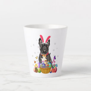Cute Bunny French Bulldog Easter Day Eggs Basket Latte Mok