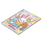 Cute Bunny & Friends Notitieboek – Bewerkbare Naam (Linkerzijde)