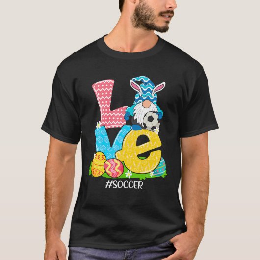 Cute Bunny Funny Sporty Easter Rabbit Soccer Eggs T-shirt (Voorkant)
