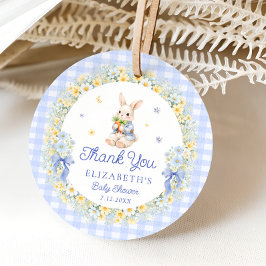 Cute Bunny Garden Gingham Baby Shower Thank you Bedankjes Labels