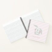 Cute Bunny - Gepersonaliseerd Roze gestreept Kind Notitieboek