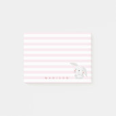Cute Bunny - Gepersonaliseerd Roze gestreept Kind Post-it® Notes (Voorkant)