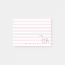 Cute Bunny - Gepersonaliseerd Roze gestreept Kind Post-it® Notes