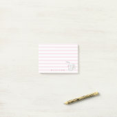 Cute Bunny - Gepersonaliseerd Roze gestreept Kind Post-it® Notes (Op bureau)