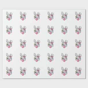 Cute Bunny Gezicht Bubblegum Bril Roze Coquette Bo Cadeaupapier