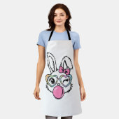Cute Bunny Gezicht Bubblegum Bril Roze Coquette Bo Schort (Gedragen)