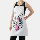Cute Bunny Gezicht Bubblegum Bril Roze Coquette Bo Schort (Insitu)