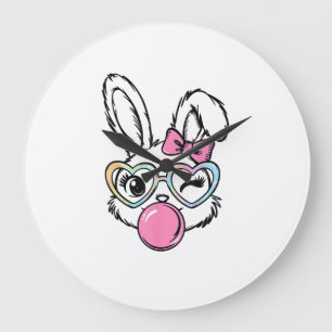 Cute Bunny Gezicht Bubblegum Bril Roze Coquette St Grote Klok
