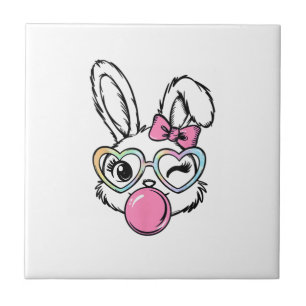 Cute Bunny Gezicht Bubblegum Bril Roze Coquette St Tegeltje