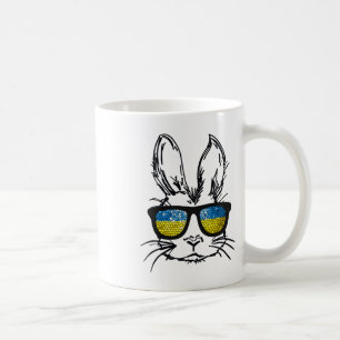 Cute Bunny-gezicht met bril Oekraïne vlag Pasen D Koffiemok