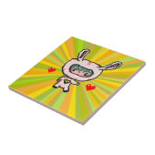Cute Bunny girl 8 bit pixel art yellow psychedelic Tegeltje (Zijkant)