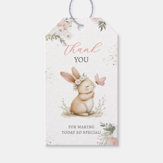 Cute Bunny Girl Baby Shower Cadeaulabel (Voorkant)