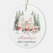 Cute Bunny Girl Baby's First Christmas Keramisch Ornament (Links)