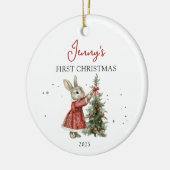 Cute Bunny Girl Baby's First Christmas Keramisch Ornament (Links)