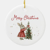 Cute Bunny Girl Baby's First Christmas Keramisch Ornament (Achterkant)