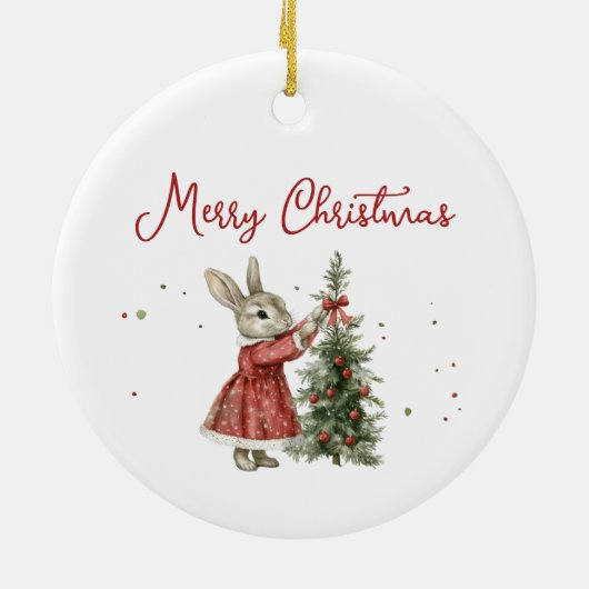 Cute Bunny Girl Baby's First Christmas Keramisch Ornament (Achterkant)