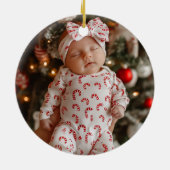 Cute Bunny Girl Baby's First Christmas Photo Keramisch Ornament (Achterkant)