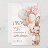 Cute Bunny Girl Birthday Party Bedankkaart (Voorkant)