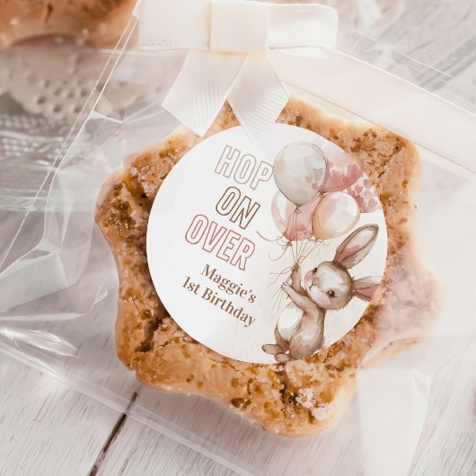 Cute Bunny Girl Birthday Party Ronde Sticker