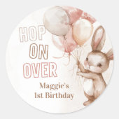 Cute Bunny Girl Birthday Party Ronde Sticker (Voorkant)