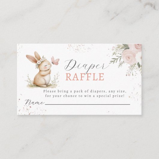 Cute Bunny Girl Diaper Raffle  Informatiekaartje (Voorkant)